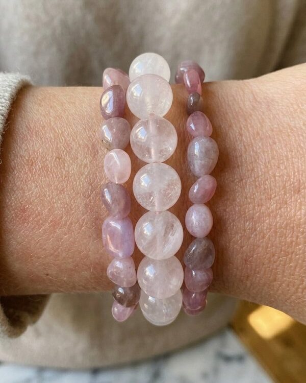 Rose Quartz Bracelet Set GABRIEL | AA Grade Madagascar | Stackable | Ultimate Love | Handmade