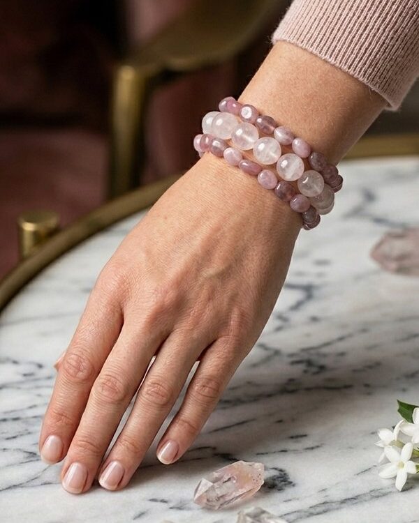 Rose Quartz Bracelet Set GABRIEL | AA Grade Madagascar | Stackable | Ultimate Love | Handmade