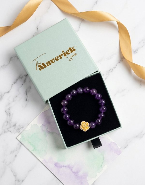 Amethyst Crystal Bracelet | February Birthstone | Calm and Stress Relief | Gift