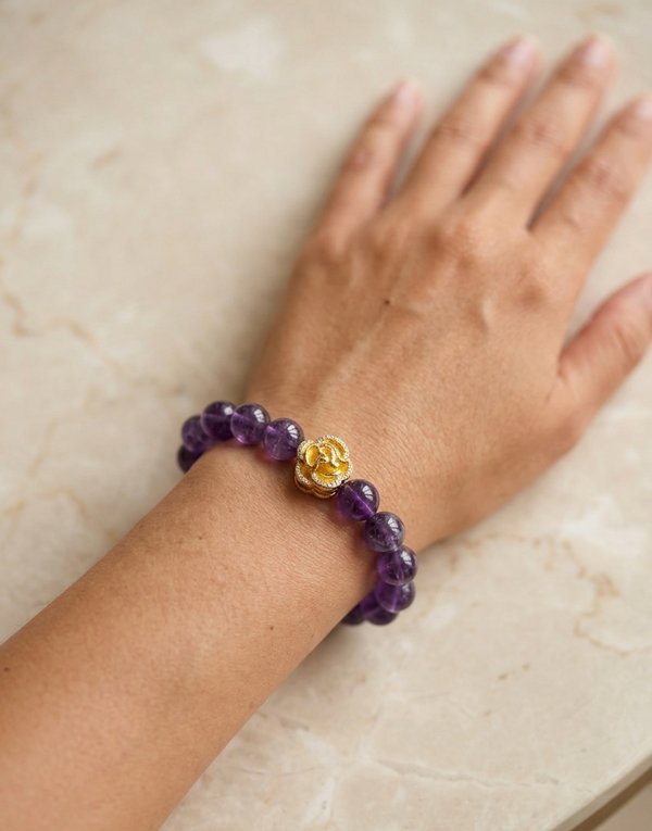 Amethyst Crystal Bracelet | February Birthstone | Calm and Stress Relief | Gift