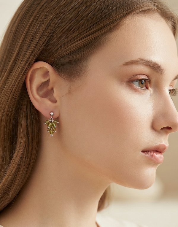 peridot cluster earrings