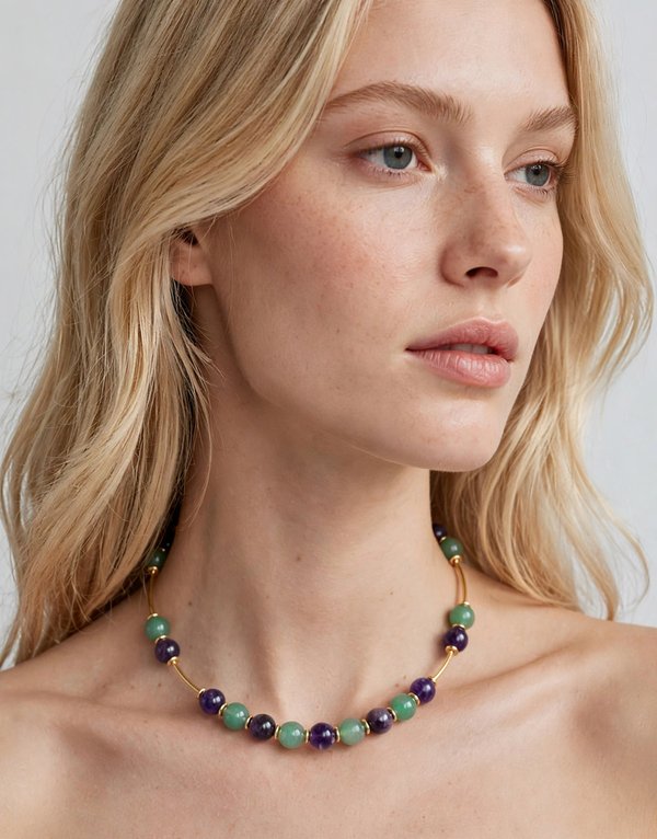Amethyst Green Aventurine Necklace