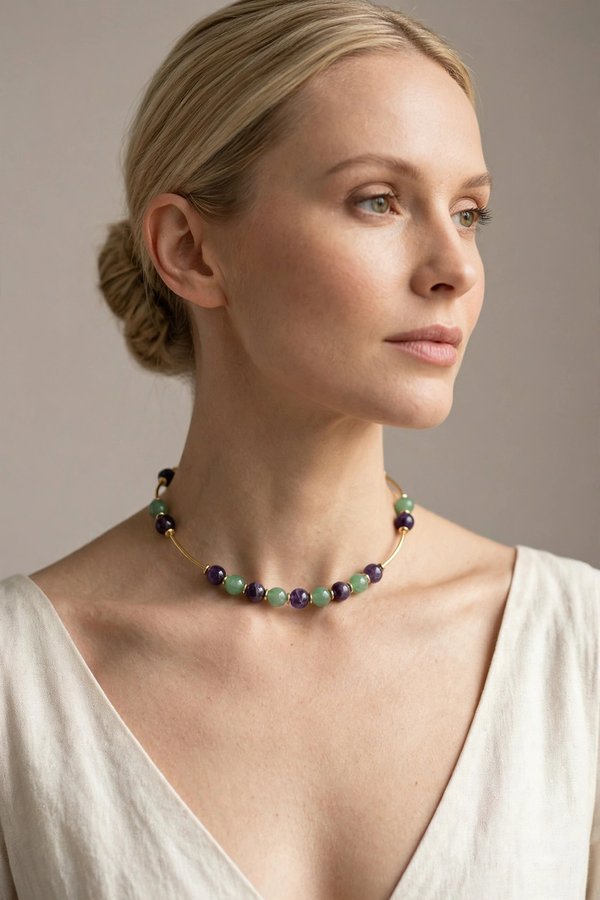 Amethyst Green Aventurine Necklace