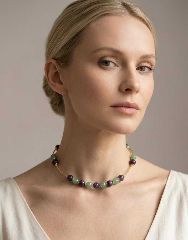 Amethyst Green Aventurine Necklace
