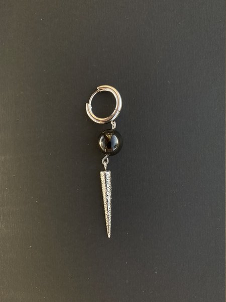 Gemstone Hoop Drop Earring unisex black tourmaline