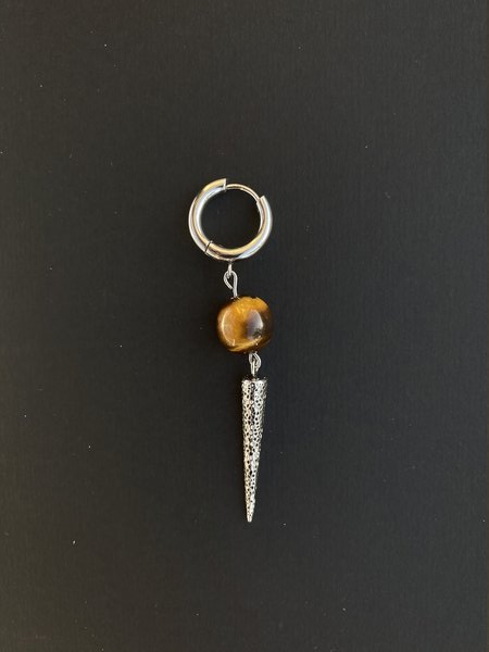 Gemstone Hoop Drop Earring unisex tiger's eye