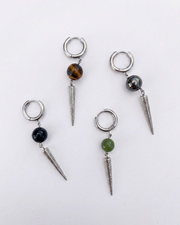 Gemstone Hoop Drop Earring unisex