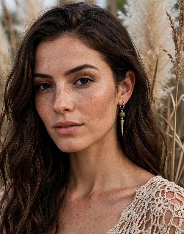Gemstone Hoop Drop Earring unisex women