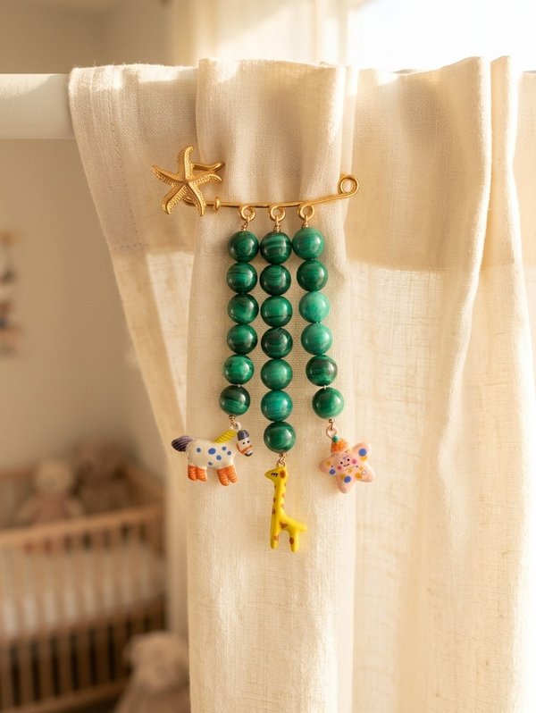 Malachite Baby Pin Keepsake Brooch | AAA Grade Ancient Protection Stone | Baby Shower Gift