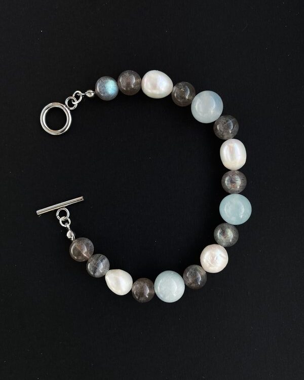 Labradorite Aquamarine Pearl Bracelet