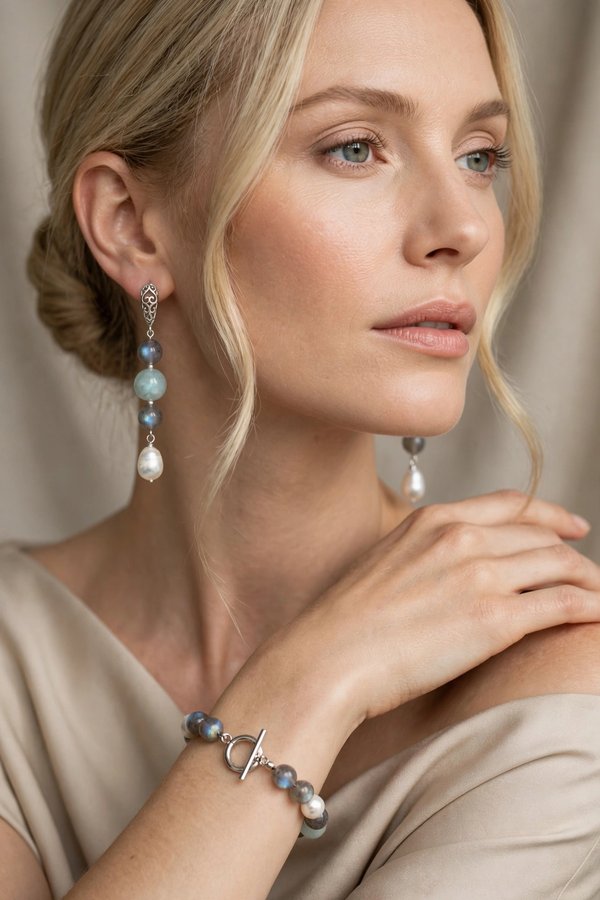 Labradorite Aquamarine Pearl jewellery