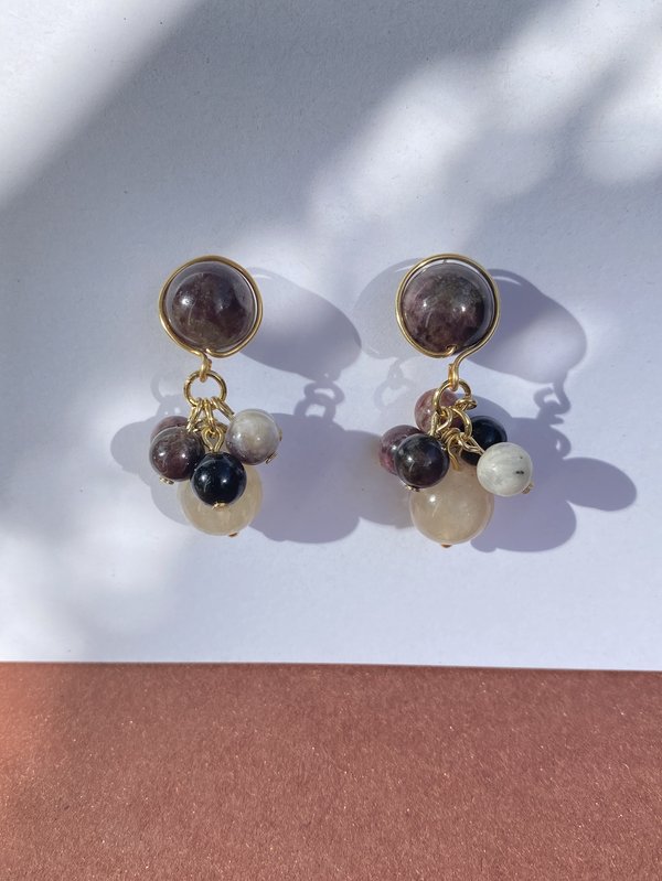 Multicolour Tourmaline Cluster Earrings RAPHAEL | 3A Natural Gemstone | October Birthstone Gift