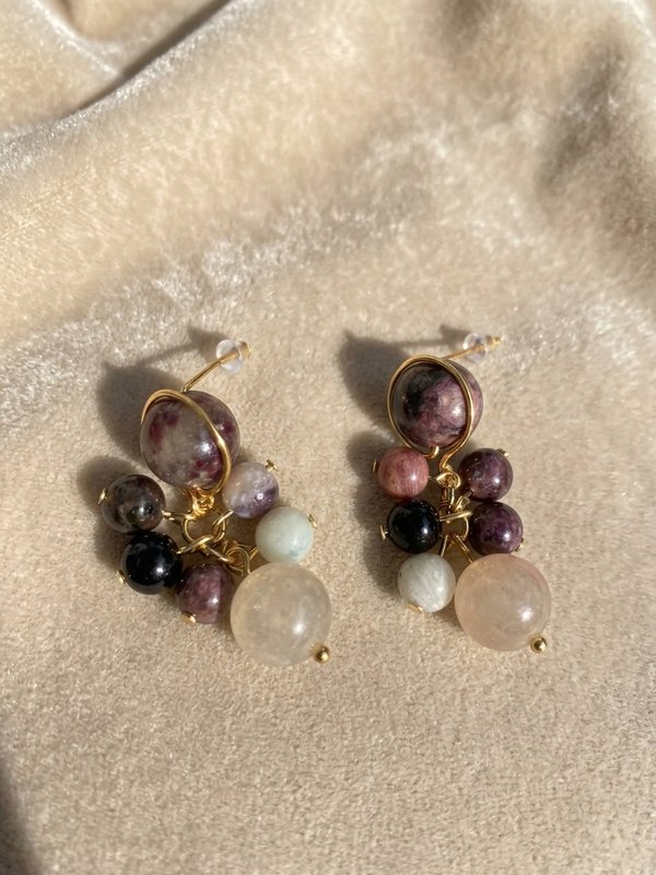 Multicolour Tourmaline Cluster Earrings RAPHAEL | 3A Natural Gemstone | October Birthstone Gift