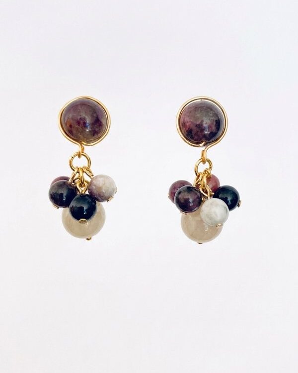 Multicolour Tourmaline Cluster Earrings RAPHAEL | 3A Natural Gemstone | October Birthstone Gift