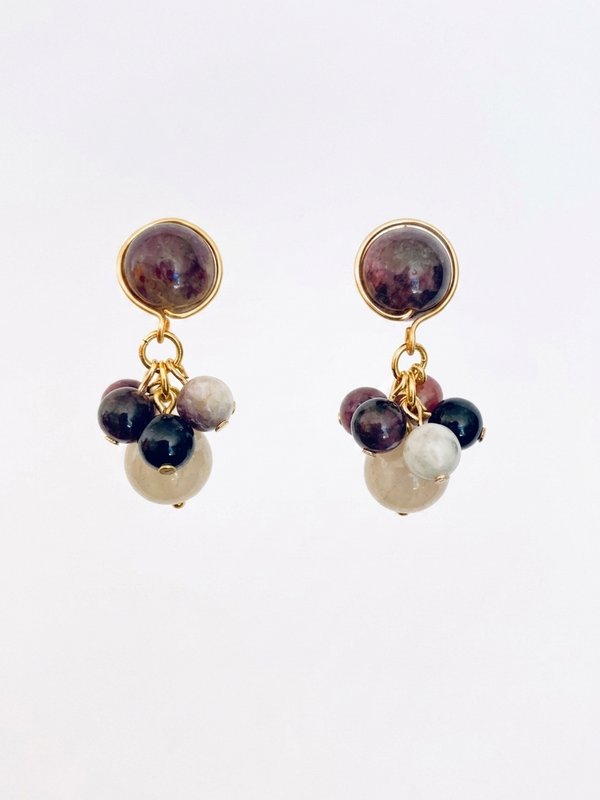 Multicolour Tourmaline Cluster Earrings RAPHAEL | 3A Natural Gemstone | October Birthstone Gift