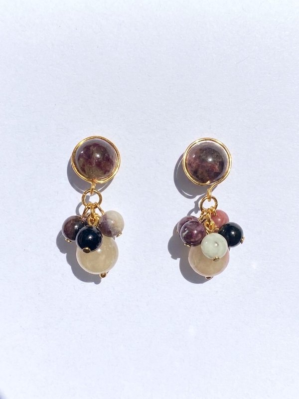 Multicolour Tourmaline Cluster Earrings RAPHAEL | 3A Natural Gemstone | October Birthstone Gift